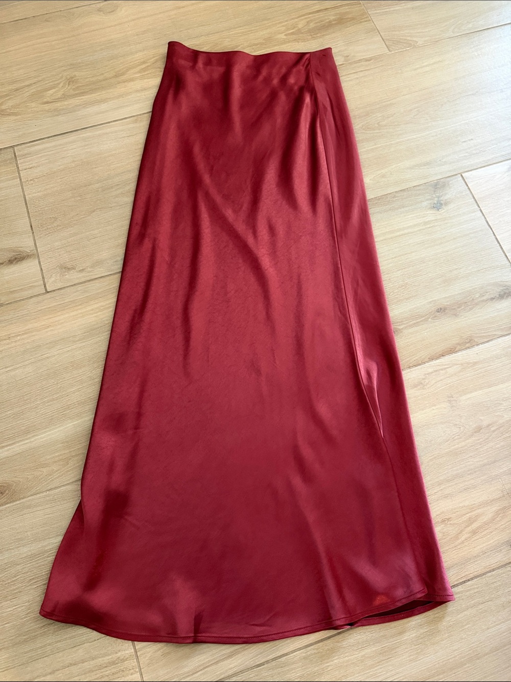 Red Satin Maxi Skirt - Women
